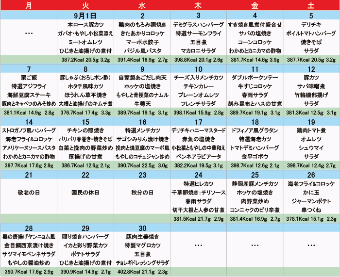 メニュー一覧
